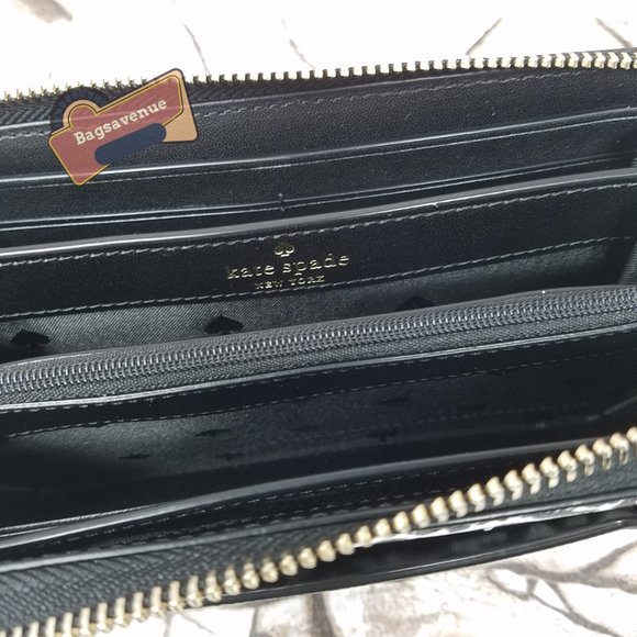 MEOW CAT LARGE CONTINENTAL WALLET WLR00593 NWT $239 BLACK WHITE KATE SPADE - Picture 4 of 6